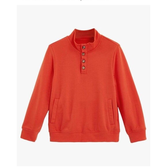 Haloumoning Boys Sweatshirt Size 6-7 Orange Pockets Long Sleeves Mock Neck - Picture 1 of 12